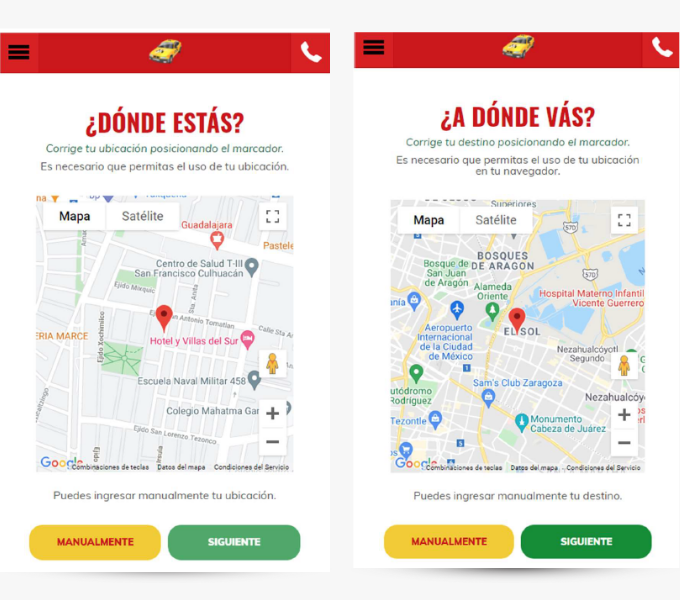 Plataforma Taxi Seguro (Tipo UBER), funcionalidad de App.